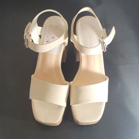 BRAND NEW MI,IM LOS ANGELES LEATHER WOODEN PLATFORM HIGH HEEL SANDALS - Picture 2 of 16